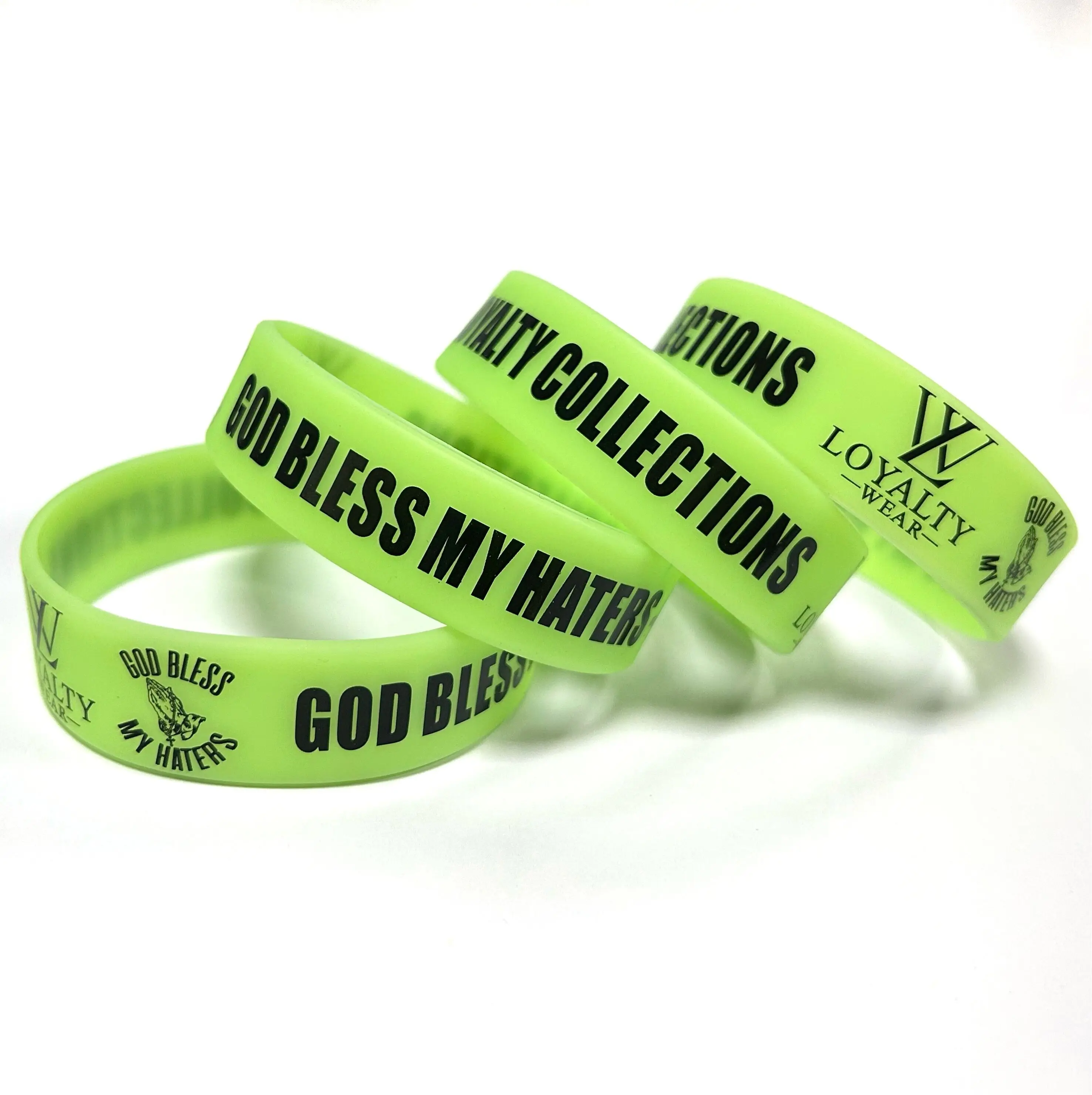 Promotional Silicone Wristbands Custom  Logo Customized Luminous Rubber Bracelet Fluorescent Silicone Wristband