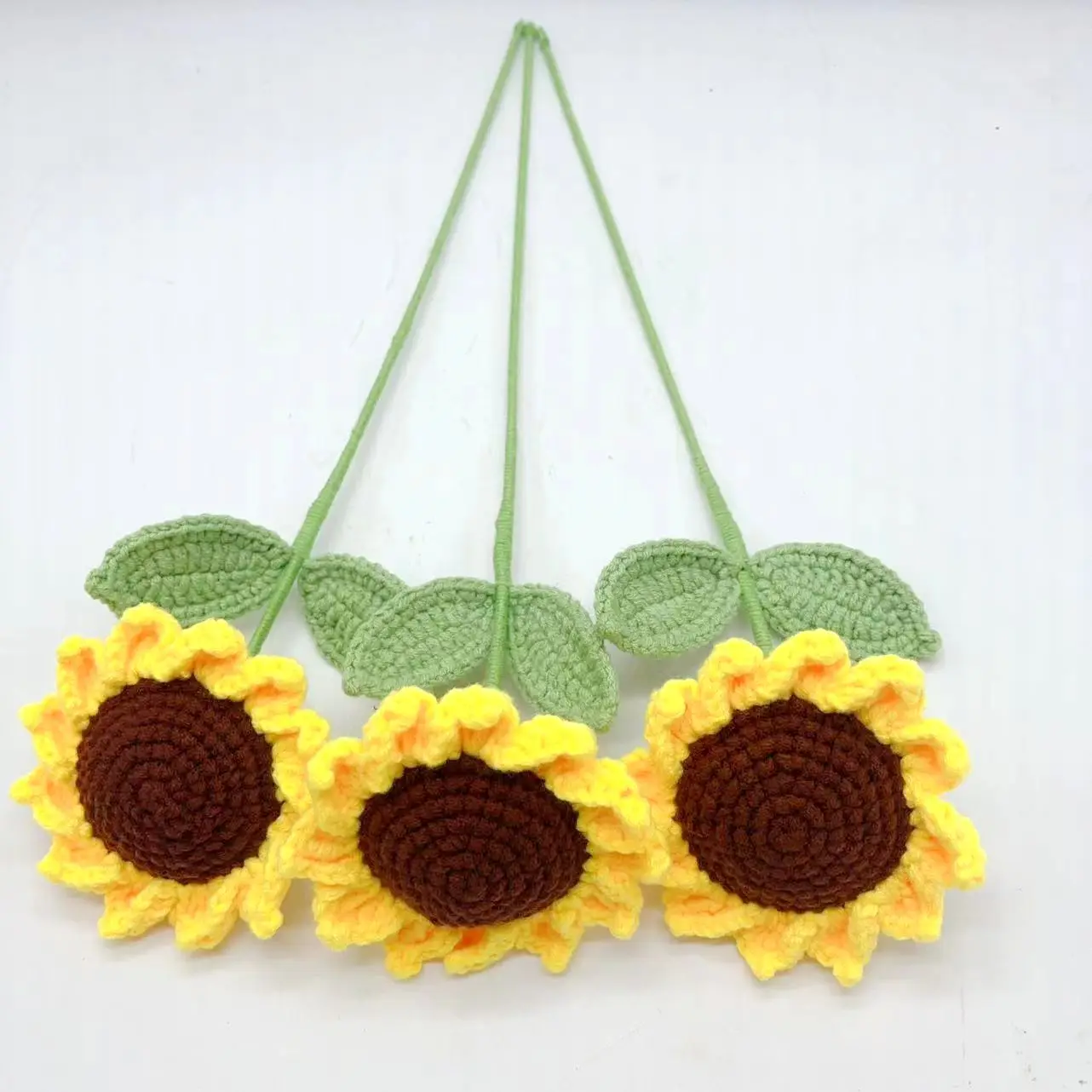 handmade Knitted Crochet Sunflower of the Artificial Flowers holiday gift Hand crocheted flower bouquet wool immortal flower