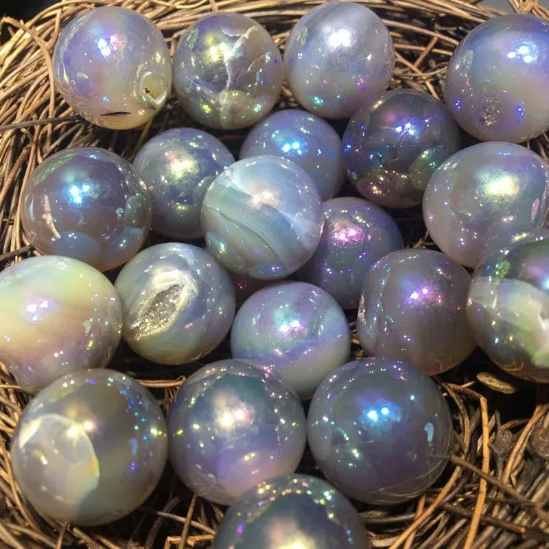 wholesale natural electroplating aura quartz crystal small sphere crystal ball crystal craft for gifts