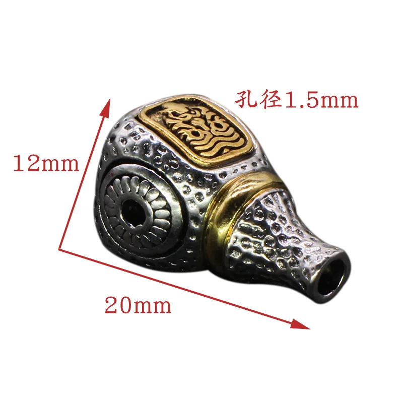 Antique Gold Antique Silver Metal 3 Hole Tibetan Guru Calabash Bead for Mala Jewelry Making Prayer Beads