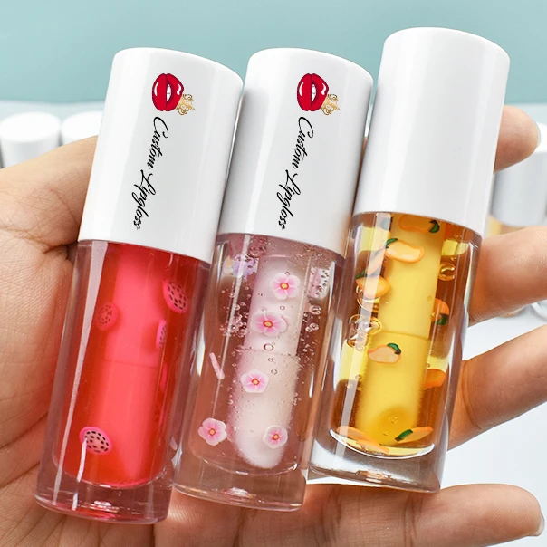 16 colors Vegan Crystal Makeup Lip Gloss with Fruit Flavor Cute Colorful Lip Oil Featuring Your Logo