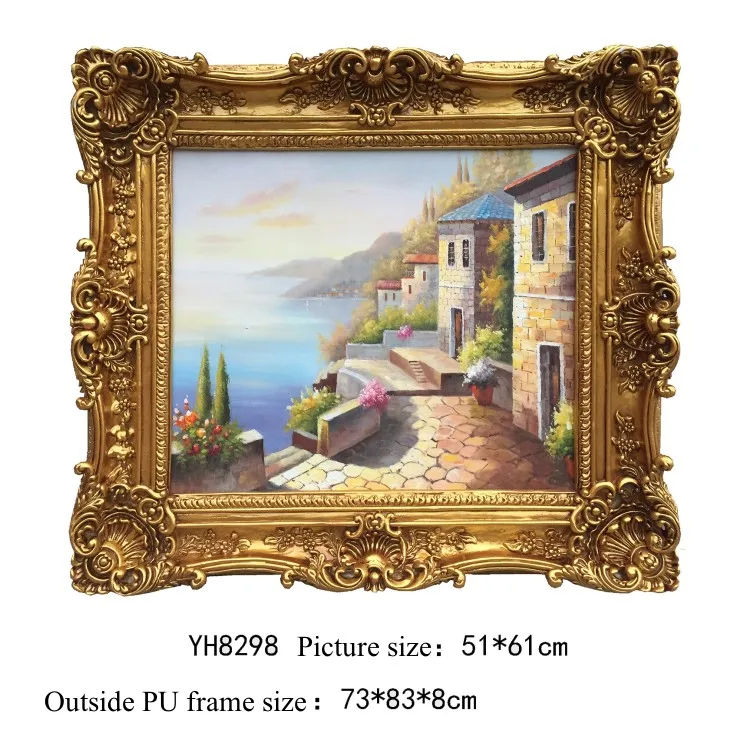 Customized Ornate Antique Large Gold Foil Baroque Art Canvas Custom Wood Picture Oil painting Frame Moulding For Wall Molding
