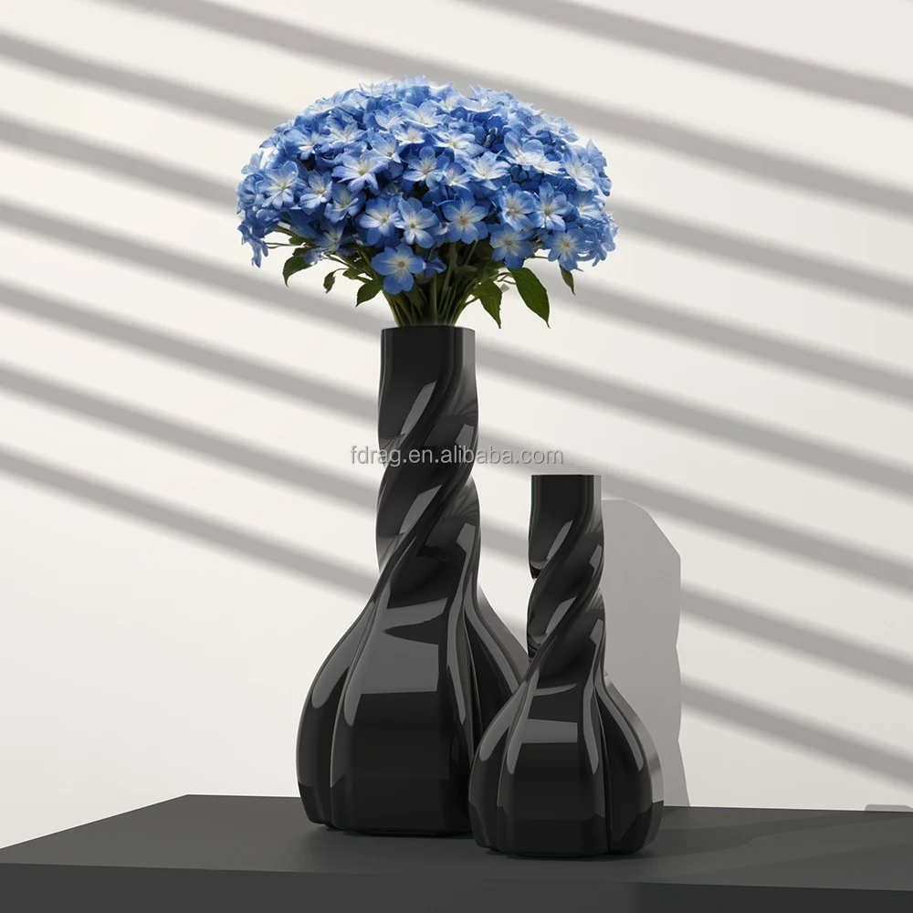 Factory Custom Design Art Abstract Twisted Porcelain Ceramic Dried Flower Vase for Centerpiece Table Decor