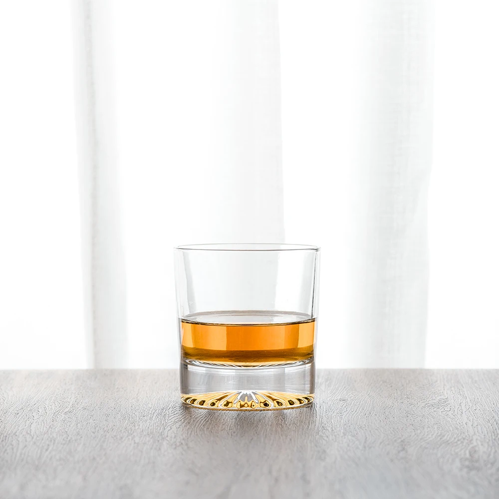 Custom Logo Customizable Bottom Pattern Lead Free Luxury Heavy Base Whisky Glasses Old Fashioned Whiskey Glass