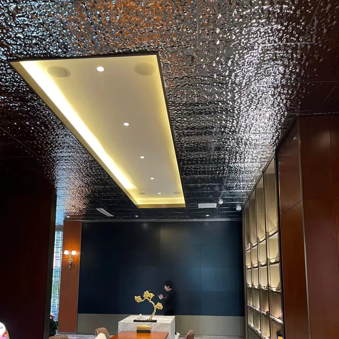decorative mirror silver stainless steel sheet Rippled water wave metal cladding panel