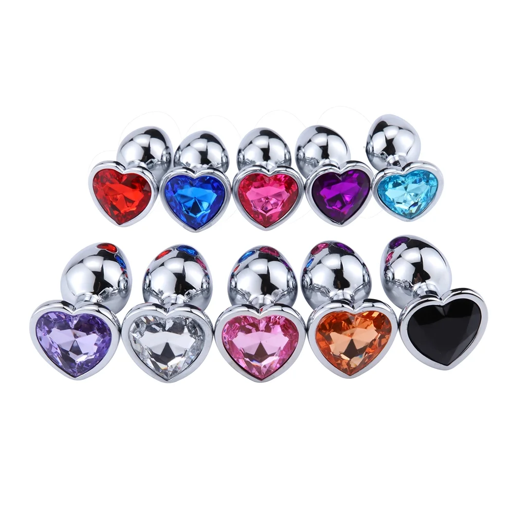 Male Butt Plug Anal Sex Toy Metal Stainless Butt Plug Set With Jewel 3 Different Sizes Sex Toy Tail Vibrator For Adult