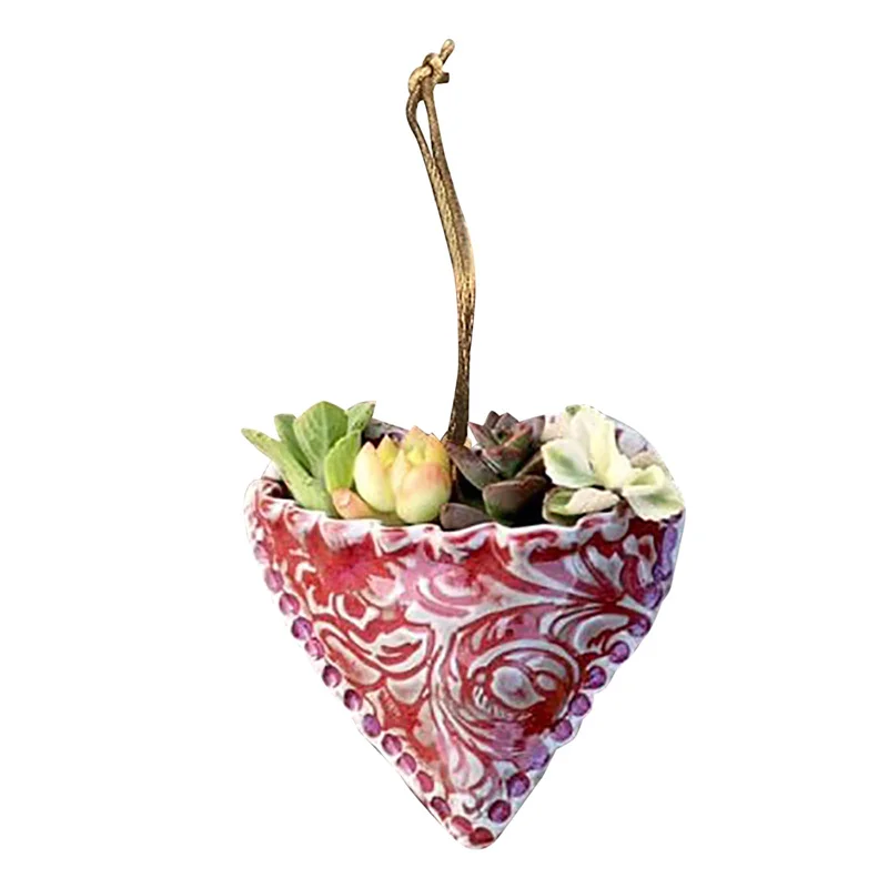 Planting Succulent Heart Pocket Planter Succulent Planting Wall Hanging Pockets Pots Heart Shaped Succulent Resin Flower Pot
