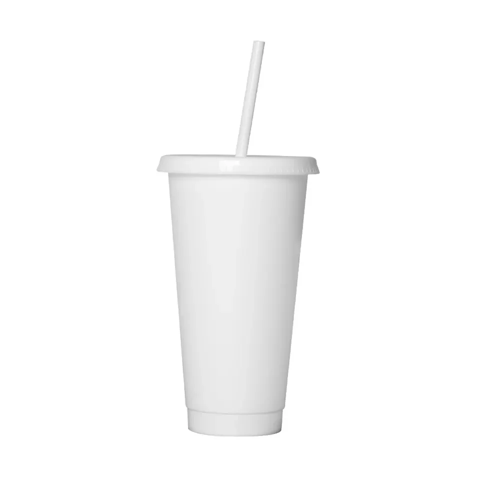2023 Hot Selling Solid Color 710ml Sample Style Plastic Cups With Lid and Straw 24oz Tumbler Plastic Cup
