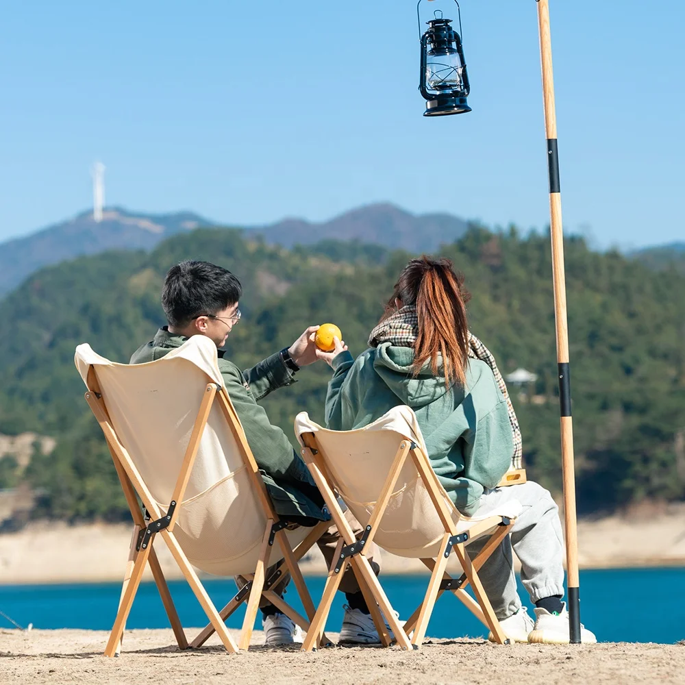 Changzu Outdoor Camping Wooden Chair Wooden Folding Relax Fishing Folding Beach Chair