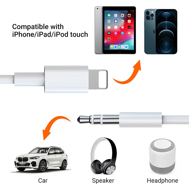  Lightning to 3.5mm Audio Cable 3.3ft Headphones Jack Adapter cable for car audio stereo iPhone