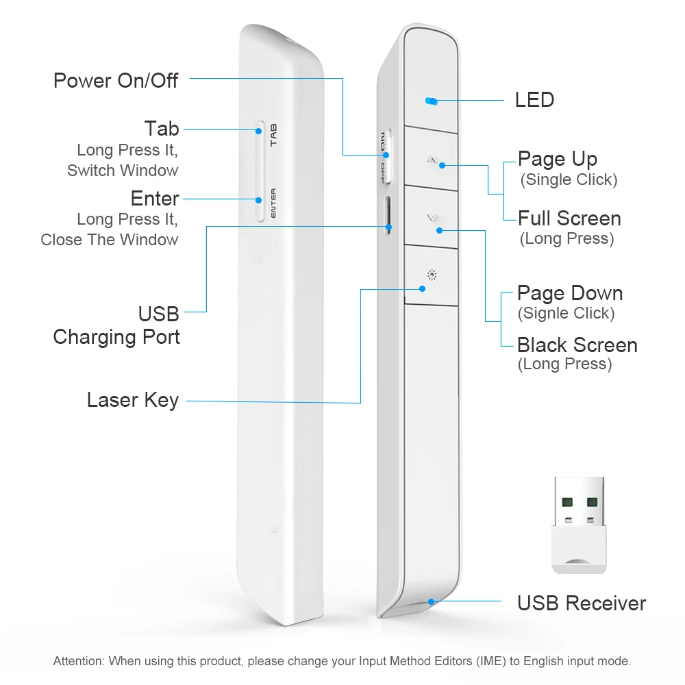 N75 Presenter USB Projector Pen Laser Pointer Remote Control Presentation Wireless Presenter