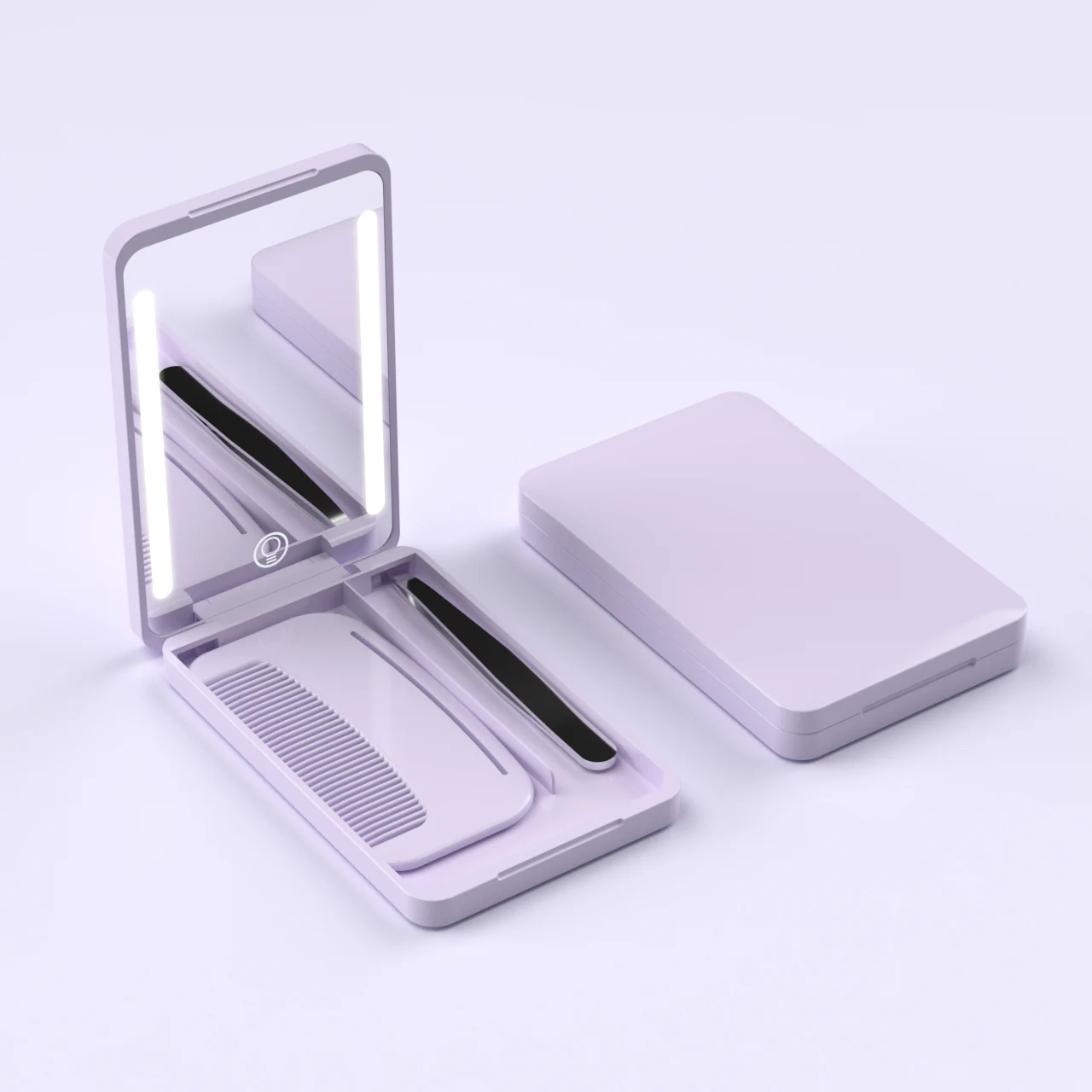 Портативный компактный светодиодный светильник с щеткой для волос и пинцетом