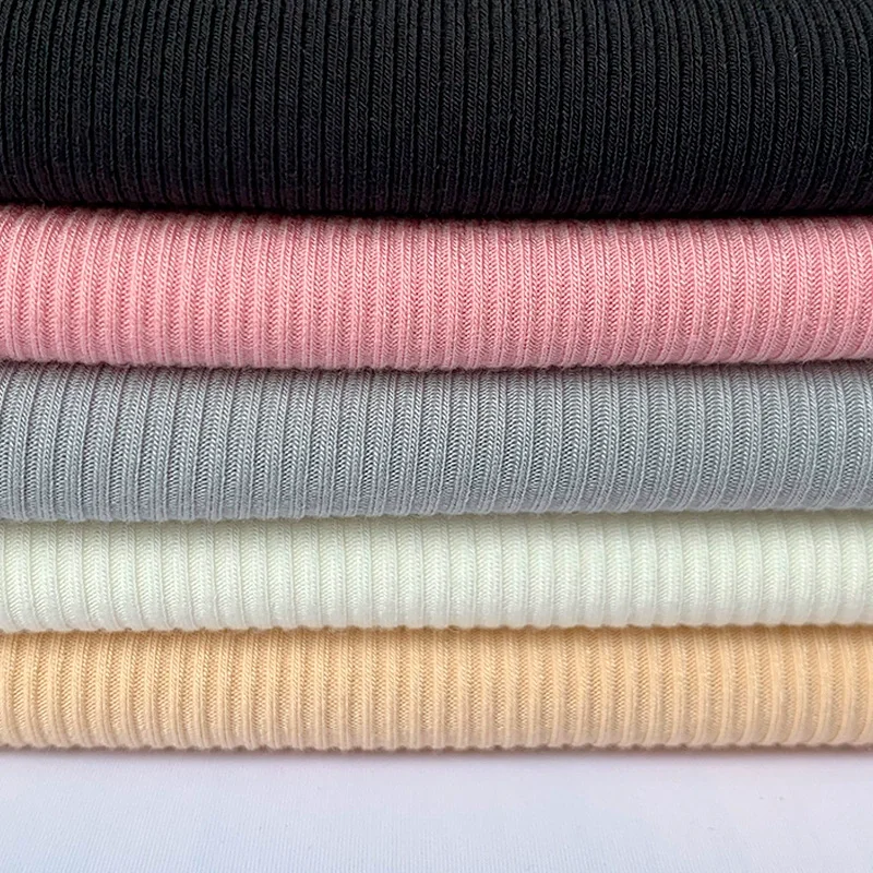 2022Factory Directly Provide RC High Elastic 2x2 Rib Knitted Chest Wrap T-Shirt Leggings Clothing cuff  neckline fabric fabric