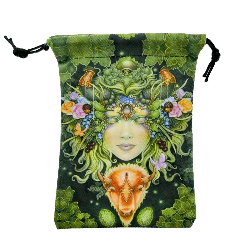 Wholesale 13x18cm Double-sided Printed Tarot Velvet Bag for Home Accessories Drawstring Gift Bags Tarot Oracle Card Storage Bags