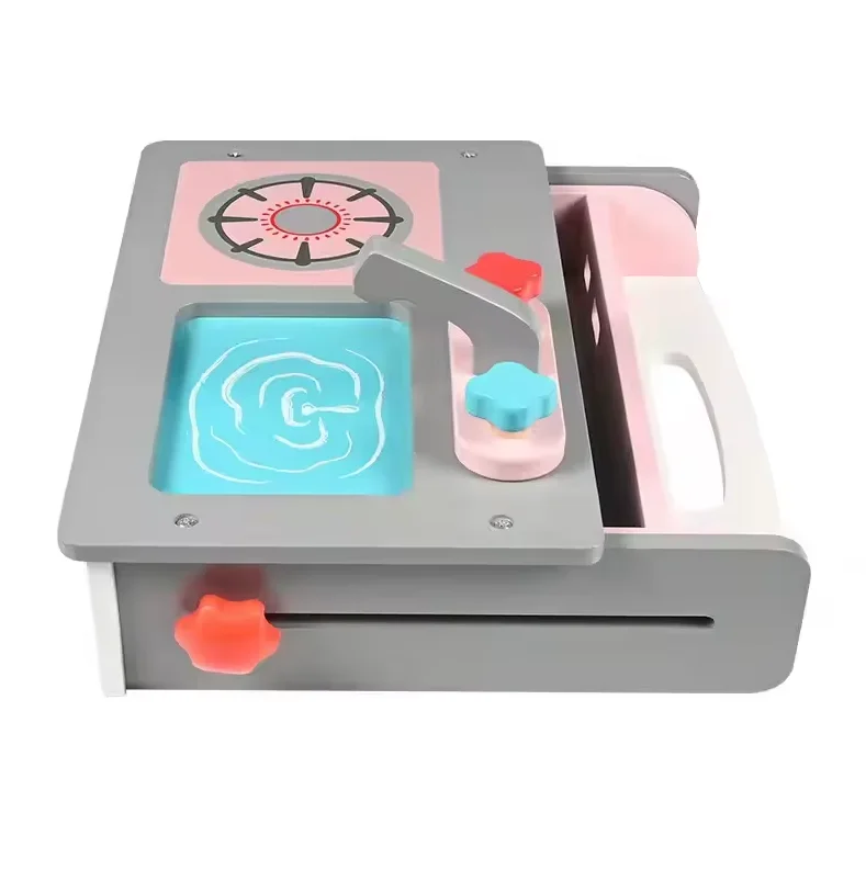 Hot Sell Wooden folding kitchen stove children baby parent-child play house learn to cook interactive educational toys For kids