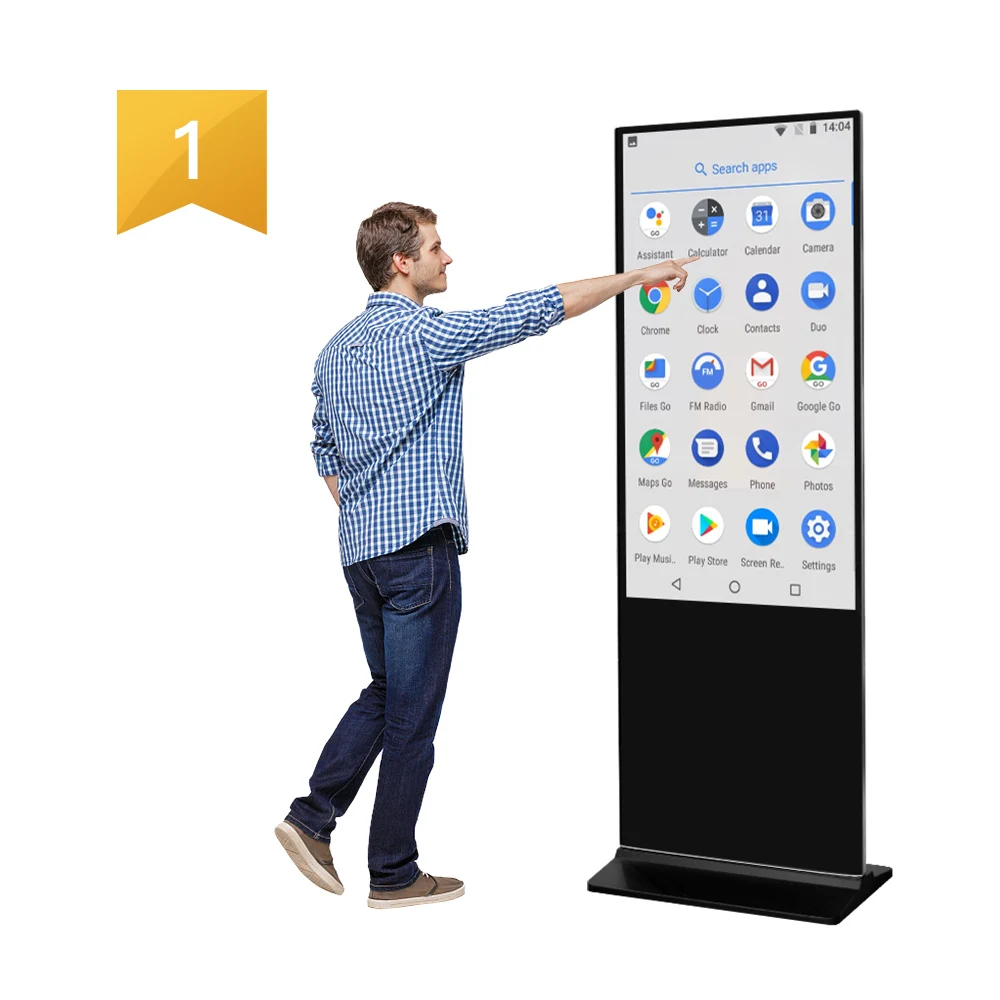 Totem indoor floor stand touch screen android lcd player advertising screen digital signage and displays