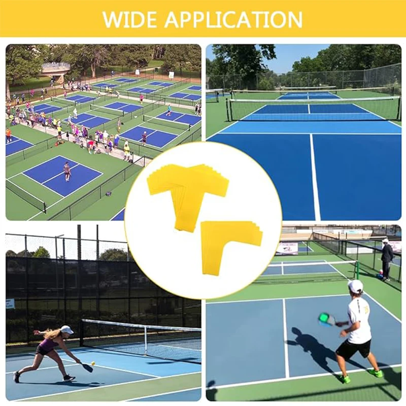 Sports Anti-Slip T and L Shaped Court Lines Marker Kit Pickleball Court Markers for Tennis Badminton Basketball Soccer