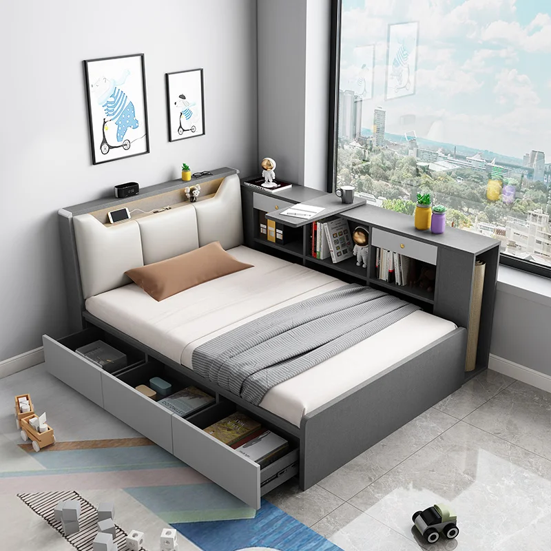China Children Luxury Wood Child Sleeping Wooden Storage Furniture Beds Boy Kids Set Room Bed Modern bed design for kid