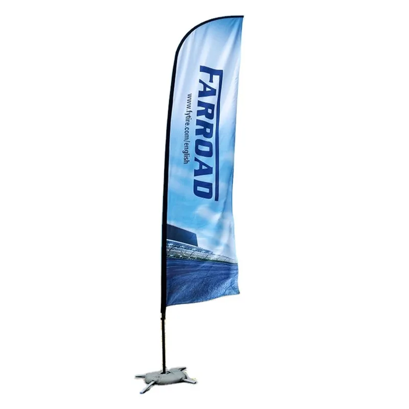 Promotional X-cross Base With Water Bag Single Double Sides Printing Polyester Teardrop Feather Banner Beach Flag