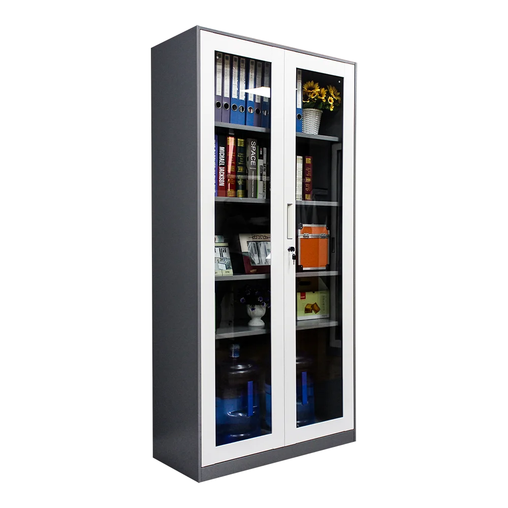 Factory price Steel Office Furniture Glass Swing Doors Filing cupboard Metal Storage Cabinets with Sheet