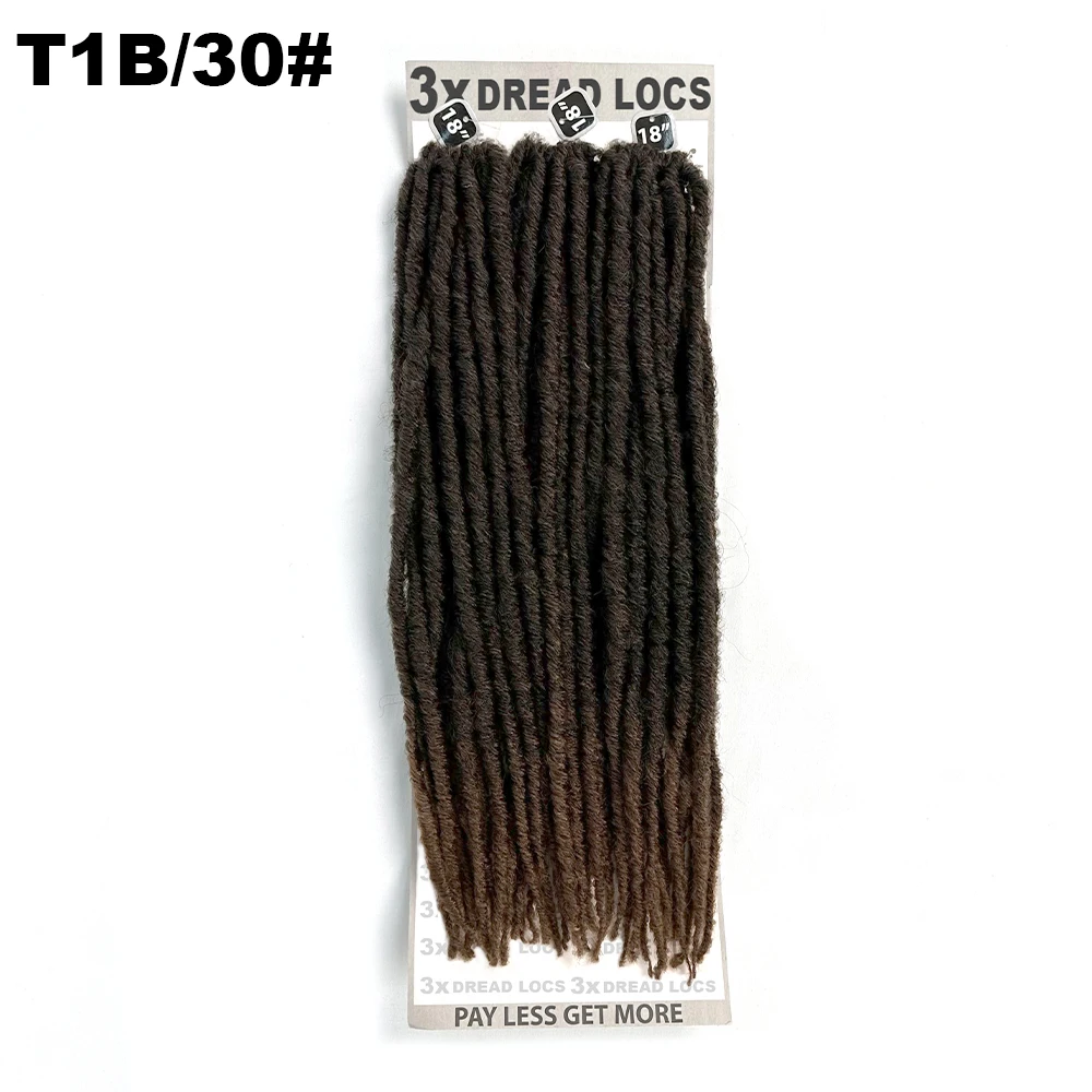Ombre blonde 18inch 3x dreadlocks braids 36strands pre looped faux locs black color crochet hair extension dread locks