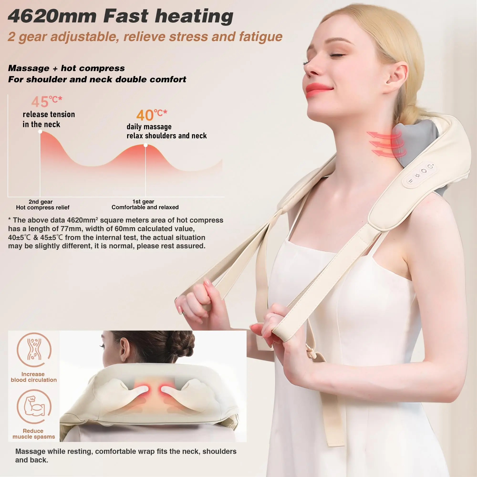 Smart Control Heating Neck Kneading Massager Relief Belt Shiatsu Electric Back Neck Shoulder Massager For Neck Pain