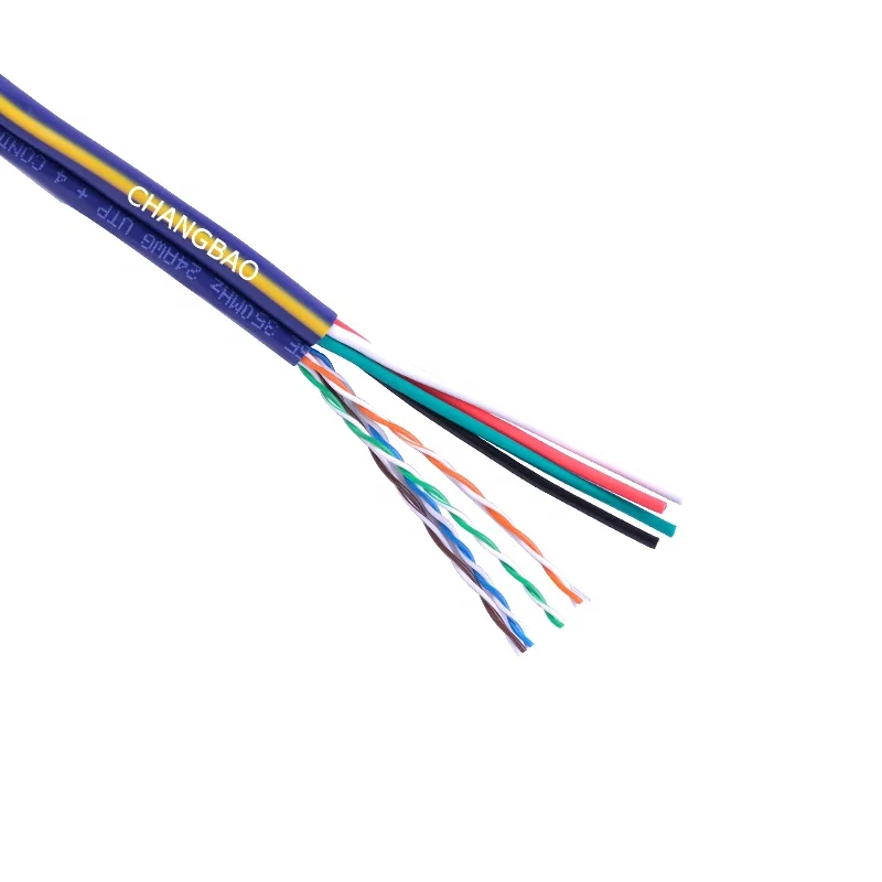 Двойной композитный кабель Changbao Cat5e 24AWG UTP 350 МГц + 4C 16AWG 65, многожильный кабель для динамика, Сиамский кабель