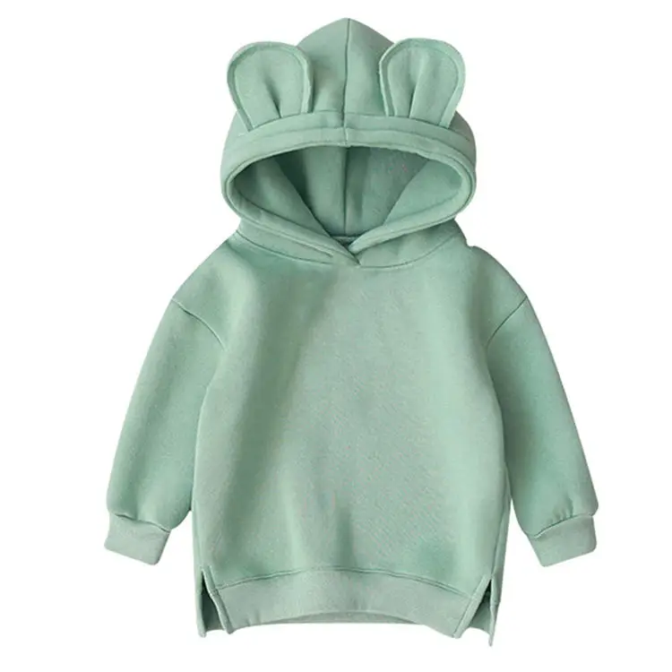 Kids cotton plain hoodie tops blank pullover sweatshirt fleeced children boys girls hoodies