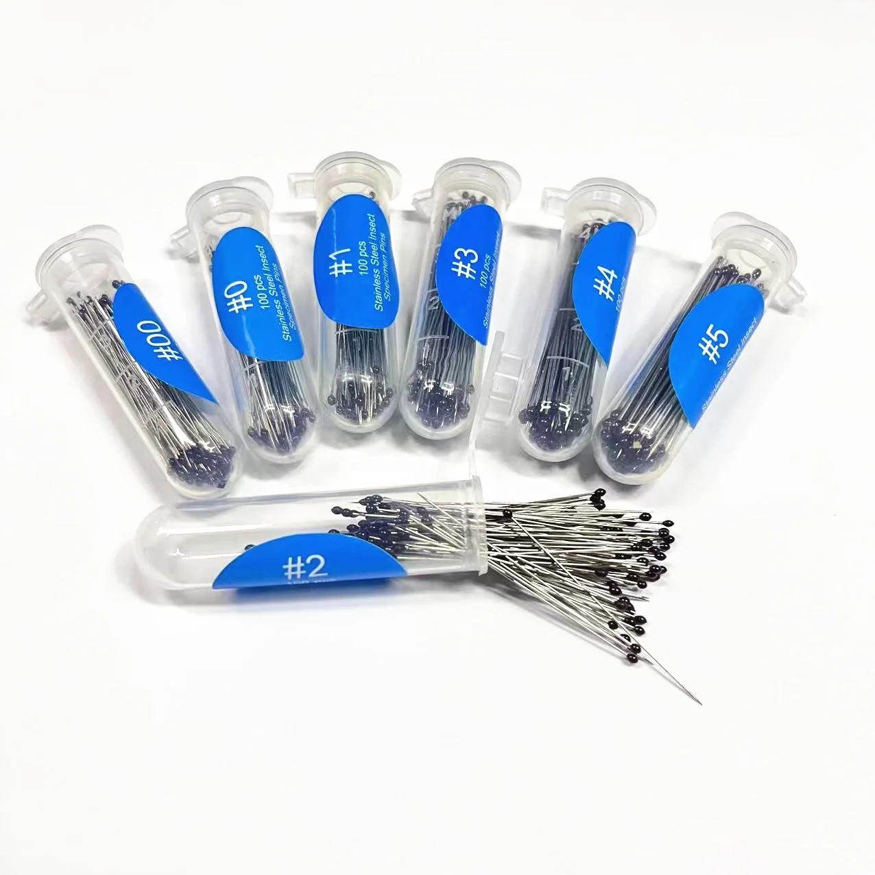 NEW hot sell 100 pcs per tube all 11 different international sizes of stainless steel insect pins specimen entomological pins