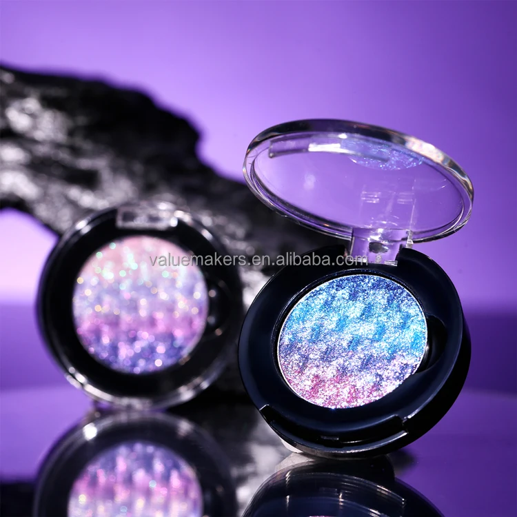 DIY eyeshadow palette holographic rainbow knotted pattern glitter eyeshadow multi-colors duochrome eyeshadow private label