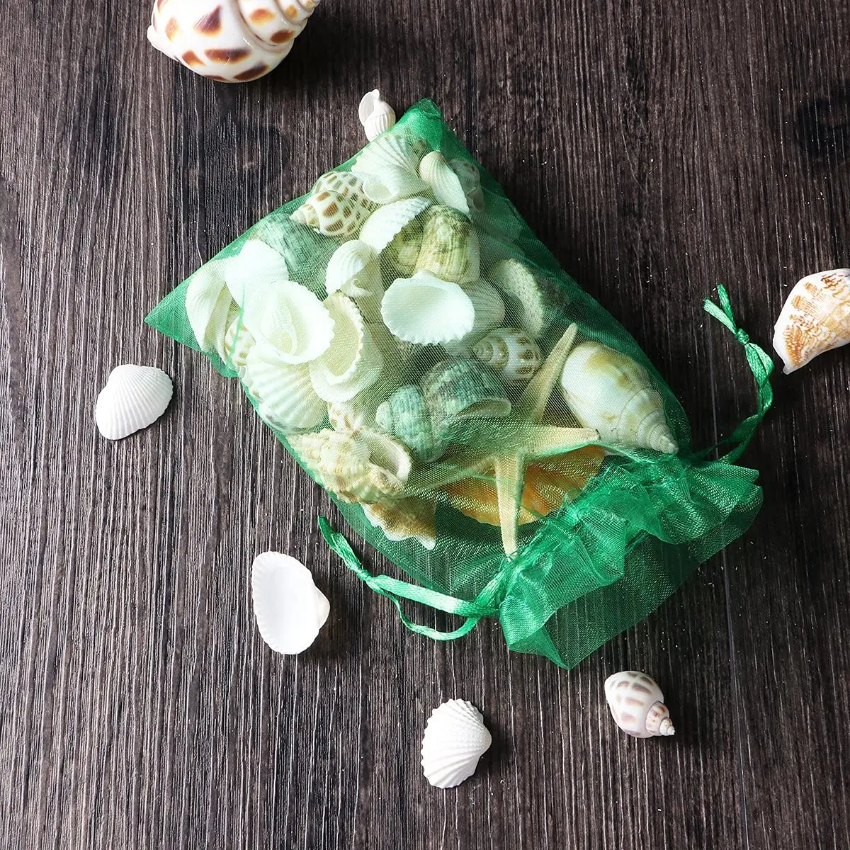 Mesh Green Clear Jewelry Gift Wrap Goody Package Sachet Drawstring 1000 Organza Bags for Baby Shower Christmas Party