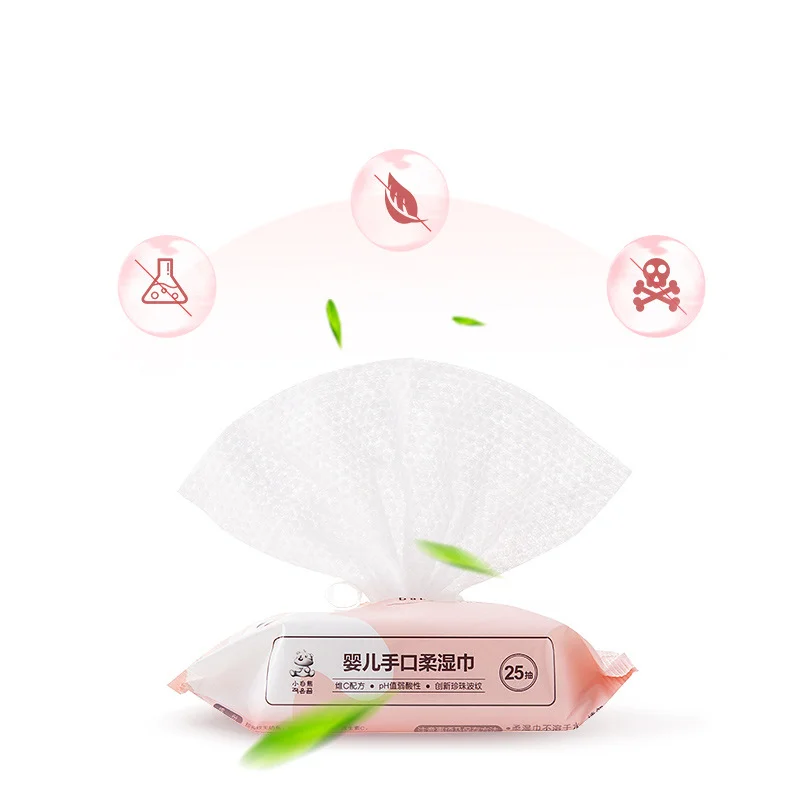 Travel Pack 25 Pcs Non Woven Purified Food Grade Mini Wet Tissue Napkins Wholesale Baby Wipes