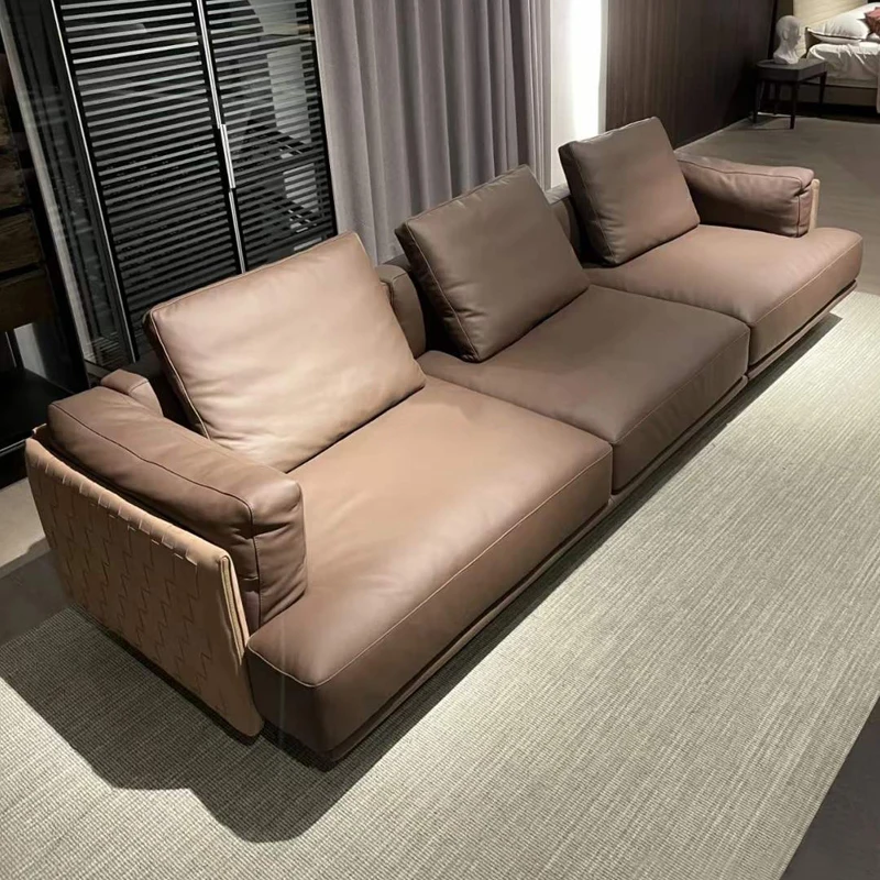 PALISI High quality High end Italian Leather Sofa Set Furniture Modern 4 seat Genuine leather couch set living room