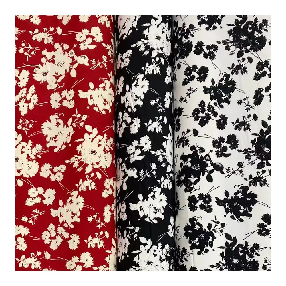 Super cheap 120gsm woven 4-way 75D 100D polyester spandex printed four 4 way stretch fabric for dress