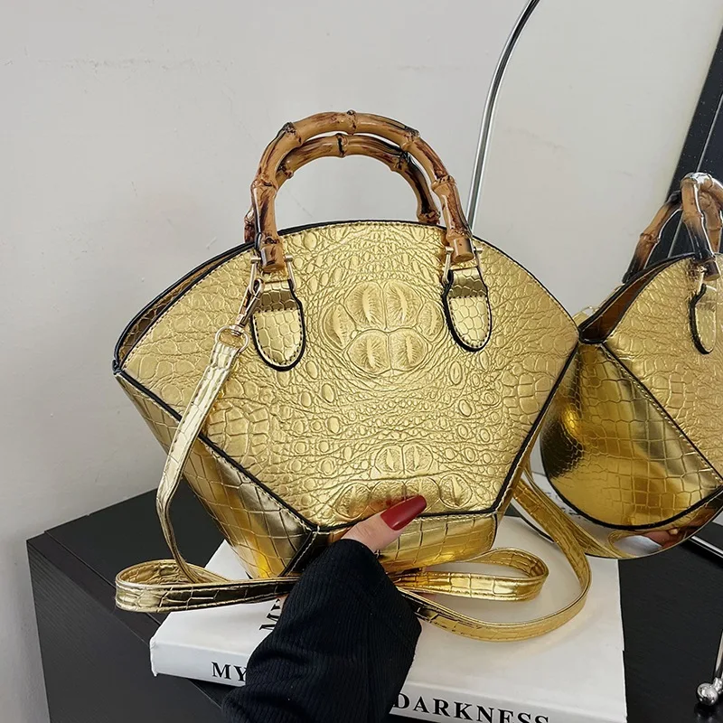 Large size women tote bag bamboo handle luxury ladies big handbags high quality shoulder bags