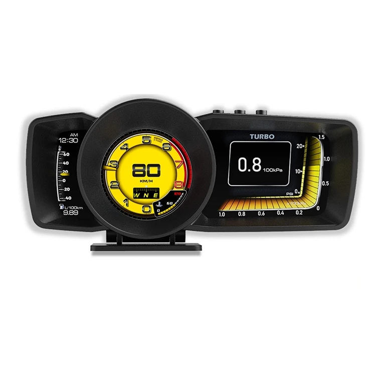 2024 Multi-function instrument panel digital hud speedometer manual control obd2 GPS precise positioning head up display for car