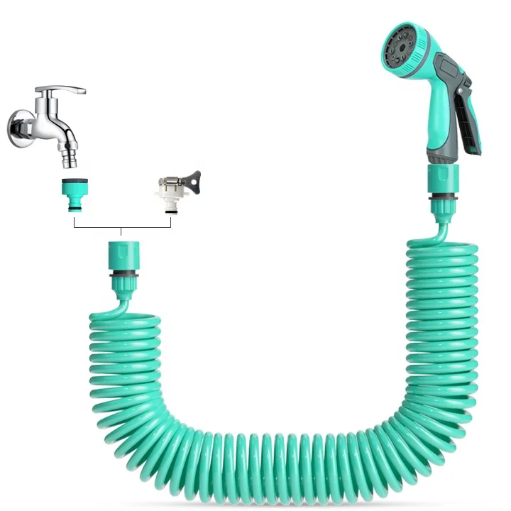 3/8' 10m Degradable Spring Watering EVA Coil PVC Hose for Home Garden Watering