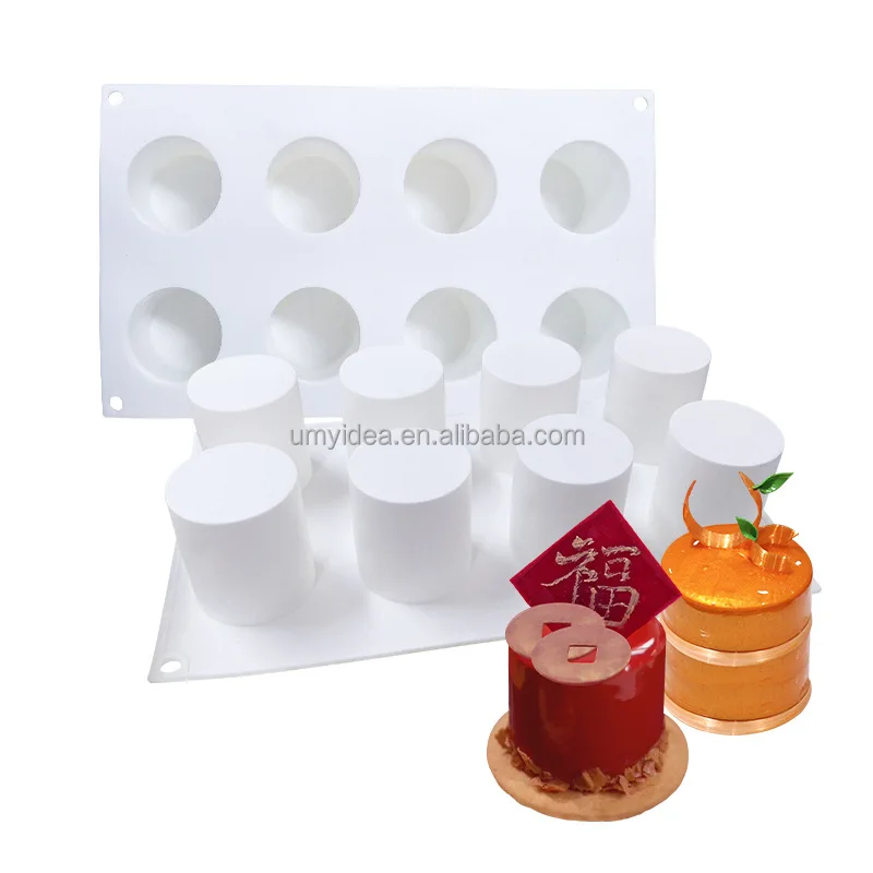 6CM Cylindrical Silicone DEEP Round Mousse Mold For Tarts Mini Cakes Cupcake Desserts 8 Cavities Pan Mousse Mould
