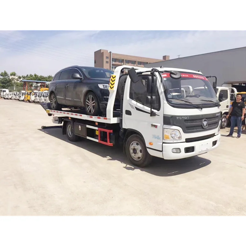 FOTON 4x2 Wheel Lift Flat Bed Car Hauler One Towing Three Car Carrier Road Recovery Rollback Tow Truck Flatbed Wrecker