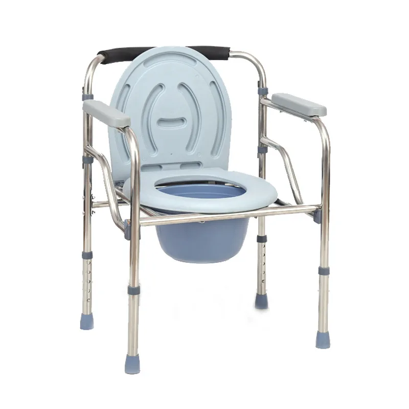 Height Adjust Portable Folding Commode Chair Bathroom Seat Toilet Chair for Elderly People