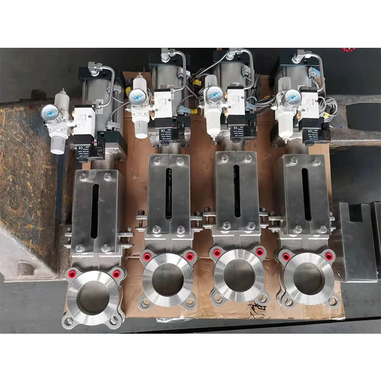 stainless steel flange end pneumatic operated knife gate valve