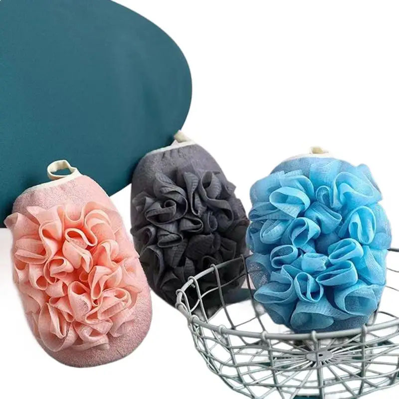 Pet Bath Glove Thermal Transfer Exfoliating Loofah Polyester Sponge Fingerless Single Finger Soft Viscose Bath Gloves Lao