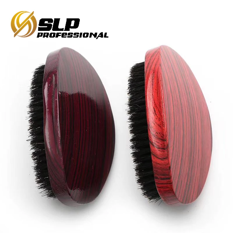 Деревянная кисть для бороды овальной формы, изогнутая ручка, кисть для бороды с натуральной щетиной кабана