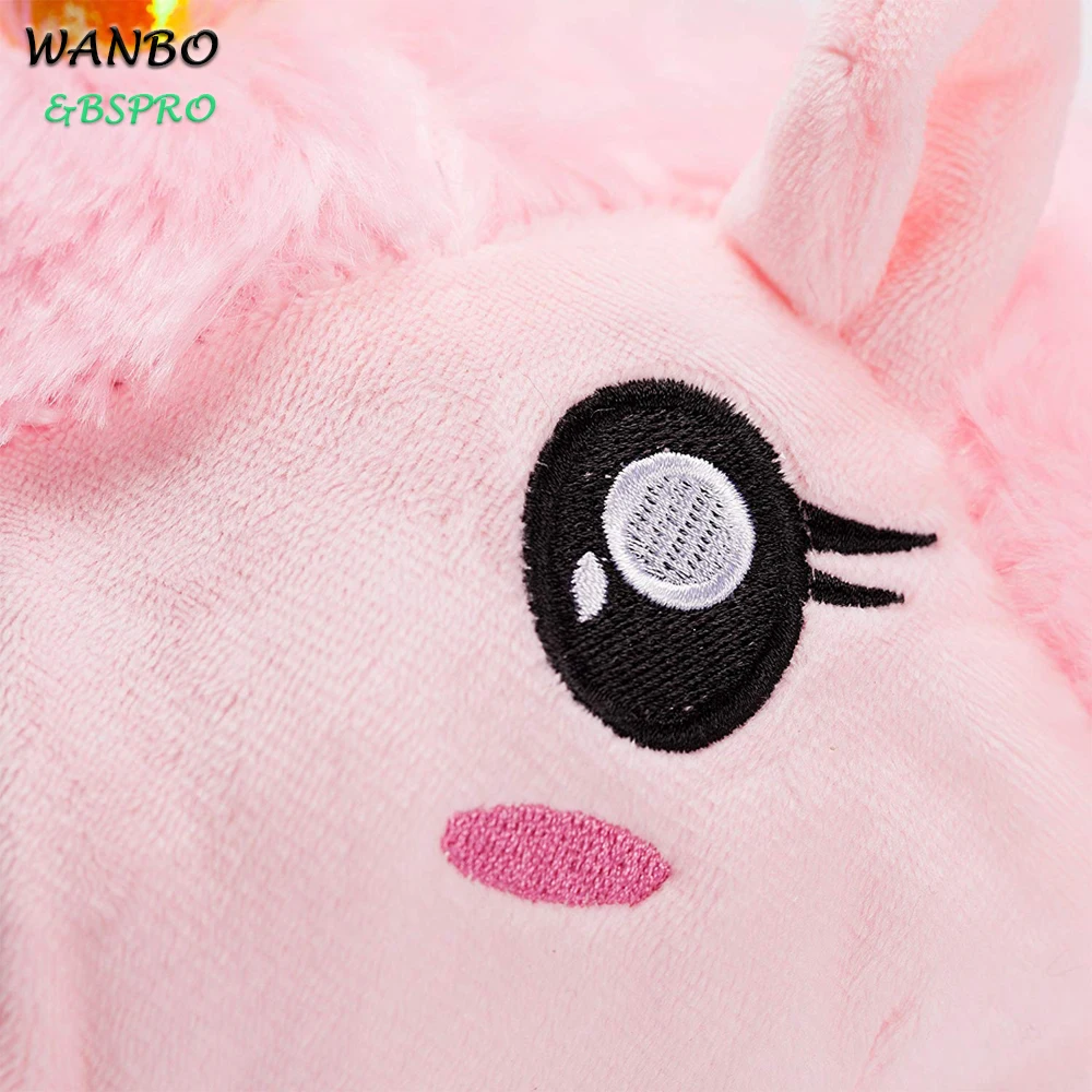 
BSPRO #CHPS0302 unicorn pink soft plush shoes indoor use for kids 
