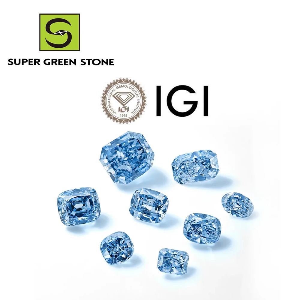 SuperGS Factory Wholesaler HPHT Lab Grown Fancy Intense Blue Diamond Loose Diamonds Higher Quality Fancy Diamond