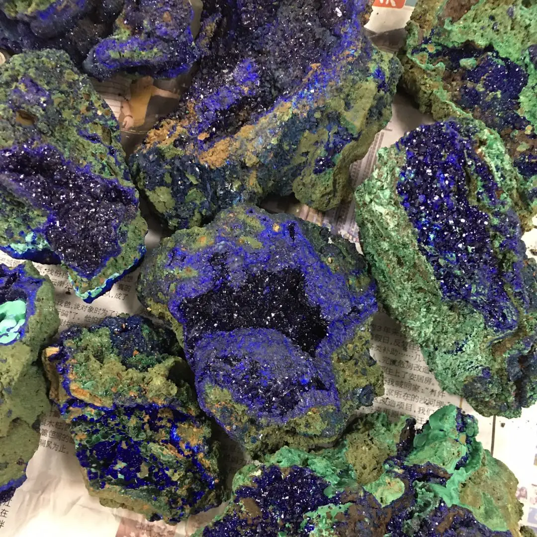 Natural azurite green malachite mineral specimen raw chessylite natural azurite cluster rough specimen