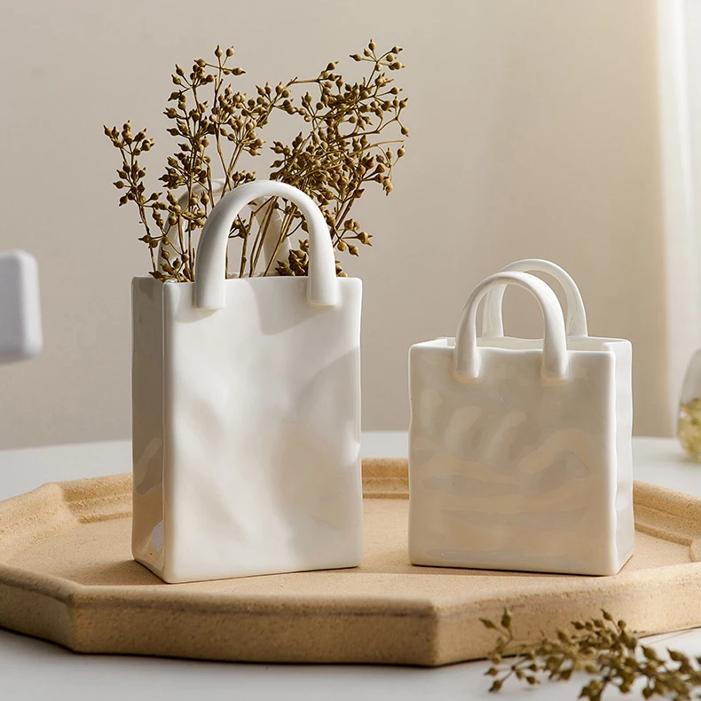 Table Top Decoration Creative Arrangement Simple Modern Porcelain Vase Flower Handbag Ceramic Vase
