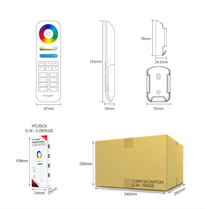 Miboxer Mi.Light 8-Zone RGB+CCT Compatible with Milight RGB+CCT FUT089 Remote 2.4Ghz Wireless 8 Zone for 5 in 1 Controller