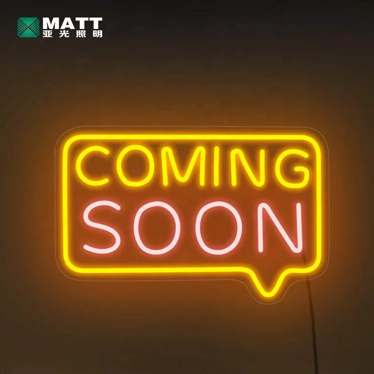 Matt Dropshipping Electronic Signs Coming Soon Neon Sign Shop Business Open Led Neon Light Signs for Window Wall Decoration