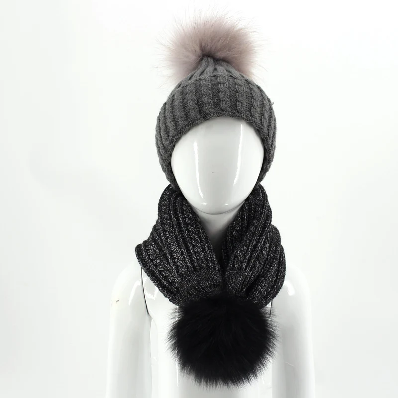 2020 новый стиль зимняя шапочка мех помпоном шапки крючком теплые шеи гетры дети и шарф наборы для продажи